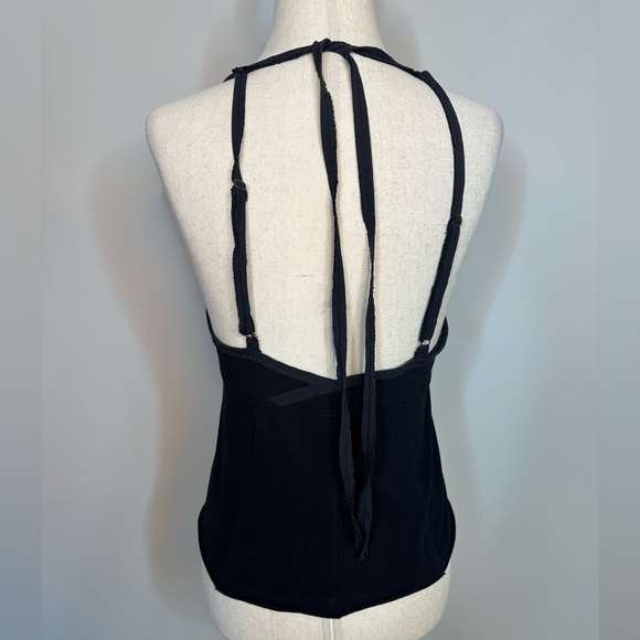 Sz XS We the Free Milo Solid tie halter brass functional button front top tank - Picture 5 of 8